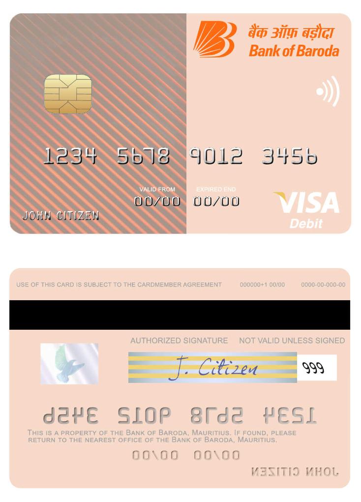 Mauritius Bank of Baroda visa debit card